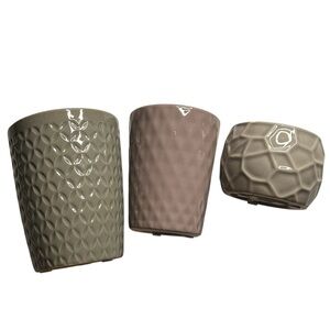 Set of Three Textured Ceramic Planters